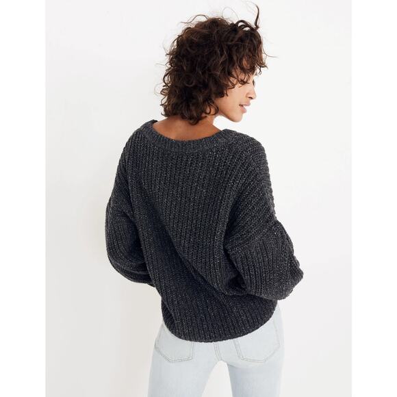 Madewell Pleat-Sleeve Pullover Sweater Ashland Slate XXS | Italian Yarn Silk - Picture 10 of 10